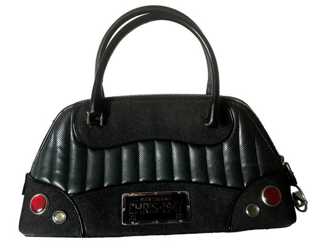 Dior Handbags Black Dark grey Leather Cloth  ref.275880