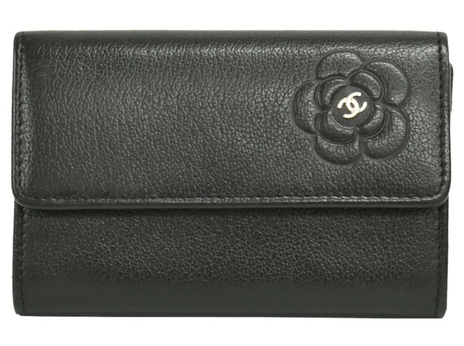 Chanel Camellia Black Leather  ref.275953