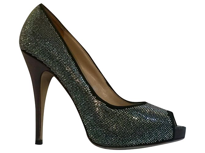 Valentino Garavani Valentino Sparkle Peeptoes Schwarz Silber
