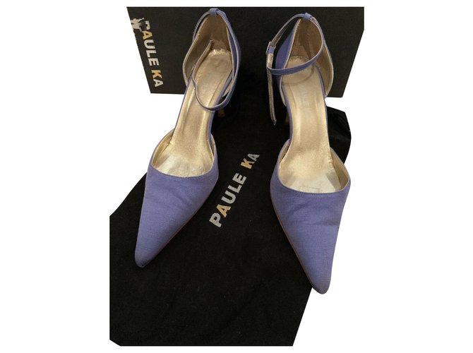 Lavender Paule Ka Heels Blue Leather Cloth  ref.276007
