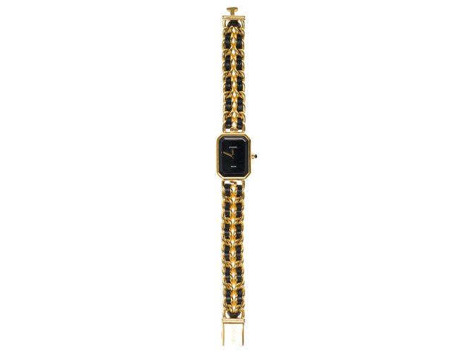 Precioso brazalete de reloj para mujer Chanel Première en baño de oro Gold hardware Chapado en oro  ref.276040