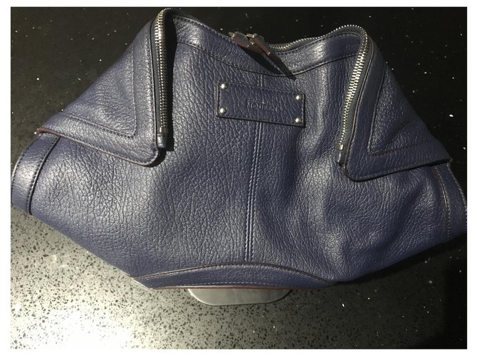 Alexander McQueen Blue De Manta Leather Clutch Bag Navy blue Pony-style calfskin  ref.276067