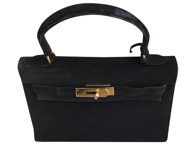 Hermès Handbags Dark brown Suede  ref.276251