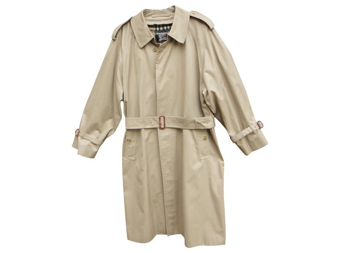 men's Burberry vintage t trench coat50 with removable wool lining Beige Cotton Polyester  ref.276286