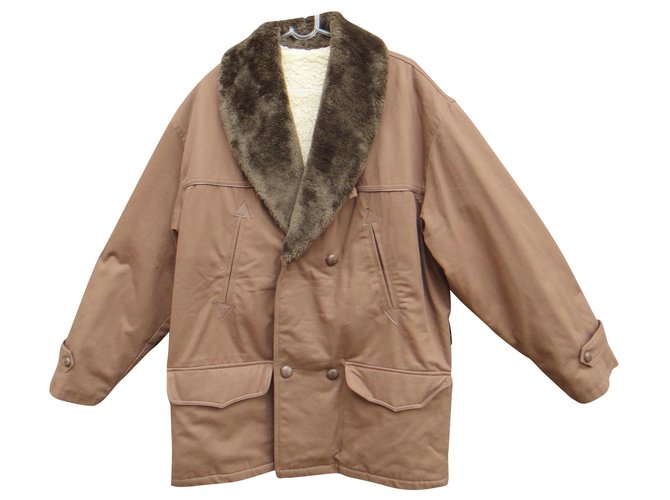 Autre Marque giacca canadese vintage nuova condizione, Taglia XL Marrone Cotone Poliestere  ref.276357