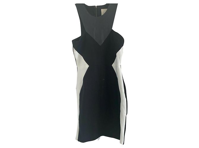 Autre Marque Mason Leder Passe Kleid Schwarz Weiß