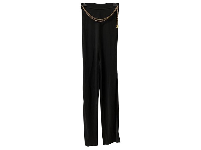Chanel Un pantalon, leggings Viscose Noir  ref.276469