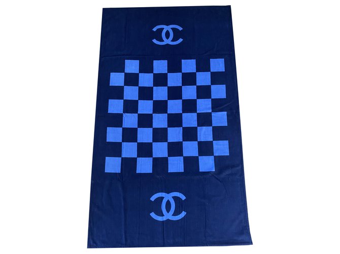 Chanel Chane beach towel Blue Cotton  ref.276527