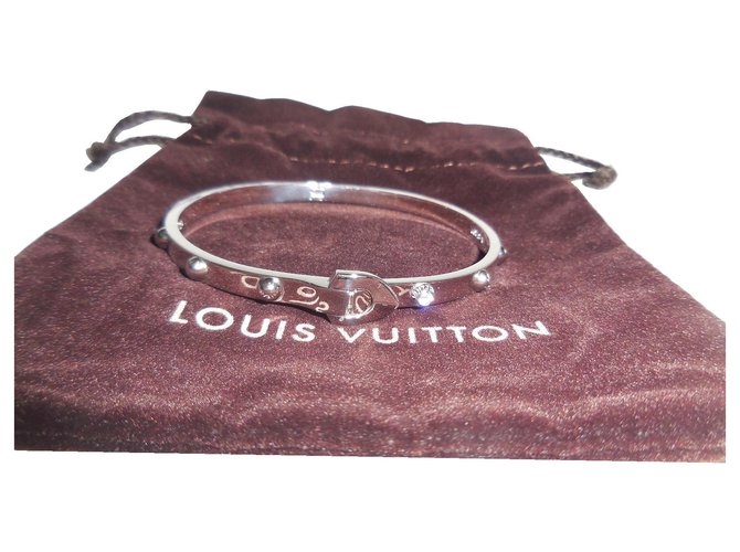 Louis Vuitton 18K Gold Diamant Clous Armreif Silber Weißgold  ref.276534