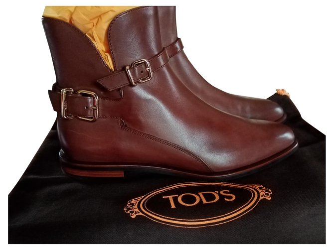 Tod's Ankle Boots Dark brown Leather  ref.276547
