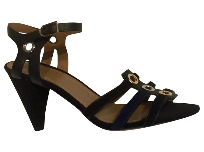 Sonia Rykiel Strappy sandals from leather and suede Black Dark blue  ref.276610