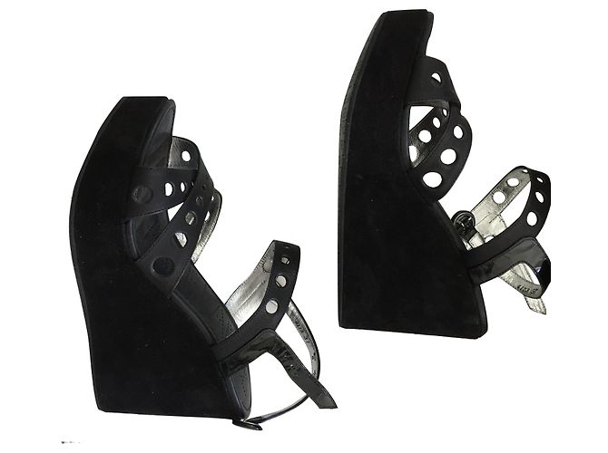 Free Lance platform sandals black leather