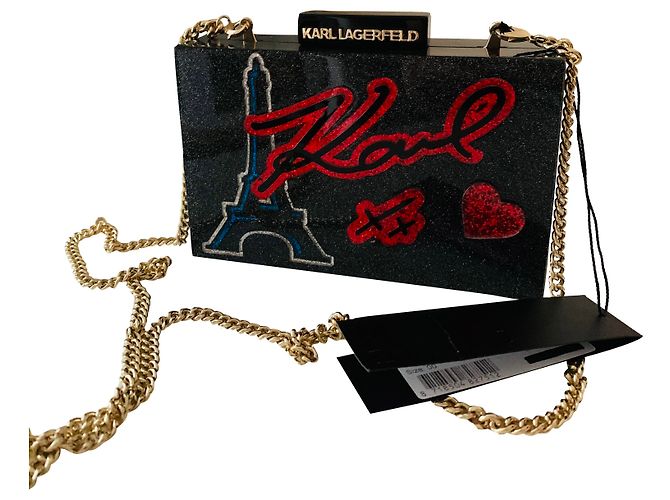 Pochette Karl Lagerfeld Nera in Plastica Multicolore