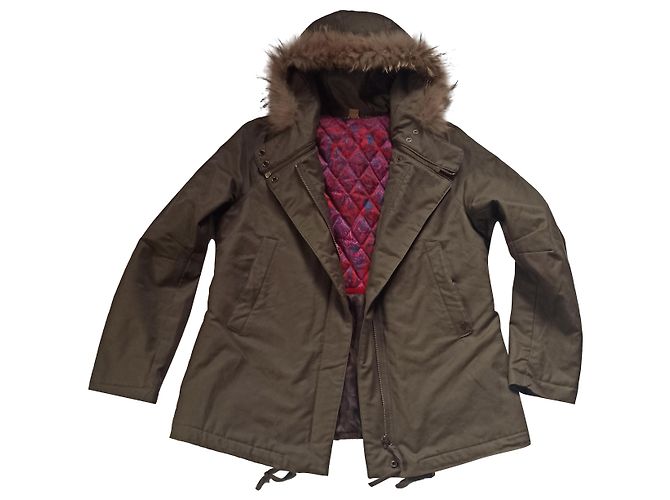 Parka acolchada Ikks Khaki Algodón Talla 40 Caqui
