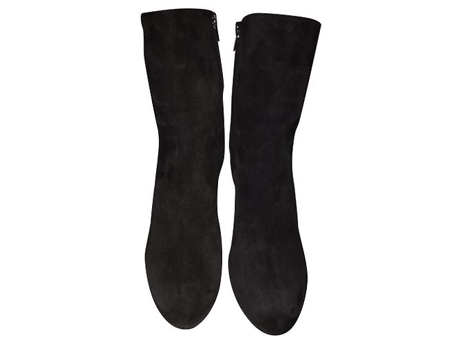 Botas Pierre Hardy Pretas de Camurça e Pele Prateada Preto Prata