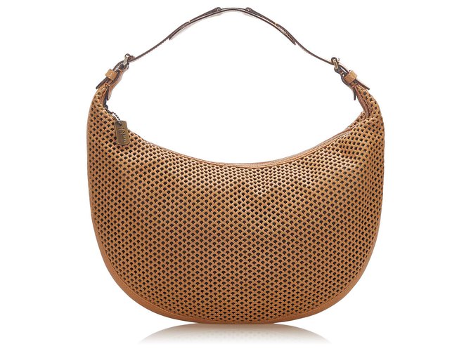 Dior Brown Perforated Leather Hobo Bag Pony-style calfskin  ref.276880