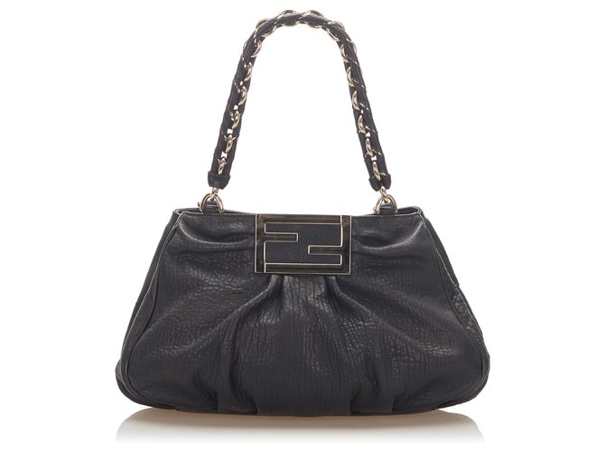 Fendi Black Mia Leather Shoulder Bag Pony-style calfskin  ref.277019