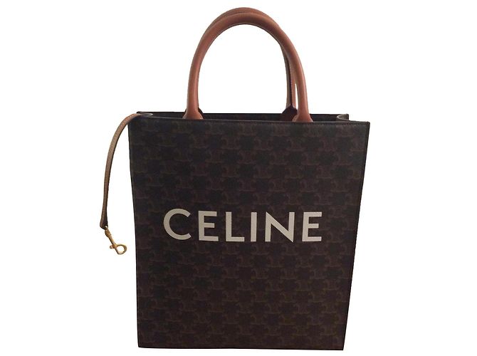 Sac cabas Céline Triomphe en toile caramel