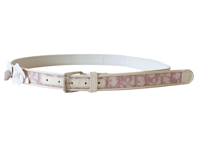 Christian Dior Belts Pink White Leather Patent leather  ref.277066