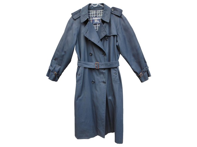 trenc h femme Burberry vintage t 40 Coton Polyester Bleu Marine  ref.277094