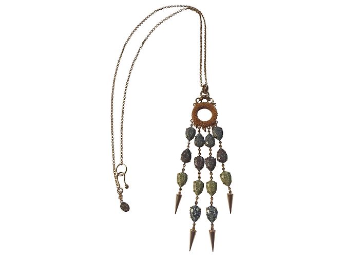 Autre Marque Collana lunga Aris Geldis Verde Grigia Oro Multicolore Grigio Gold hardware