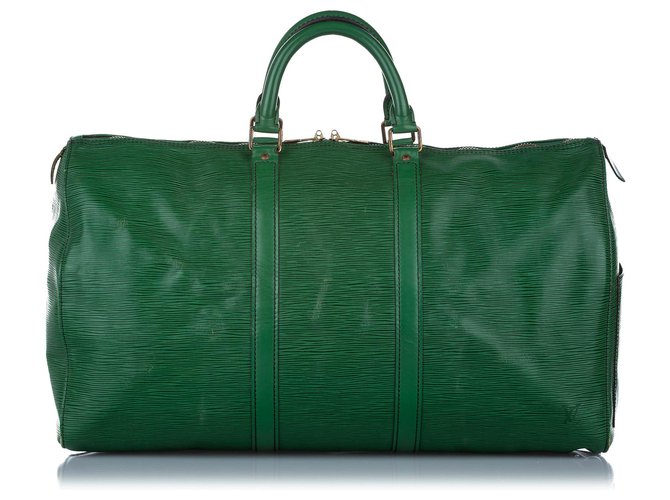 Louis Vuitton Green Epi Keepall 50 Verde Cuero  ref.277211
