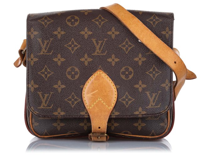 Louis Vuitton Brown Monogram Cartouchiere MM Leather Cloth  ref.277217