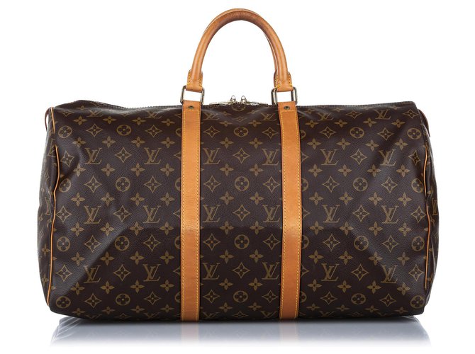 Louis Vuitton Brown Monogram Keepall 50 Leather Cloth  ref.277272