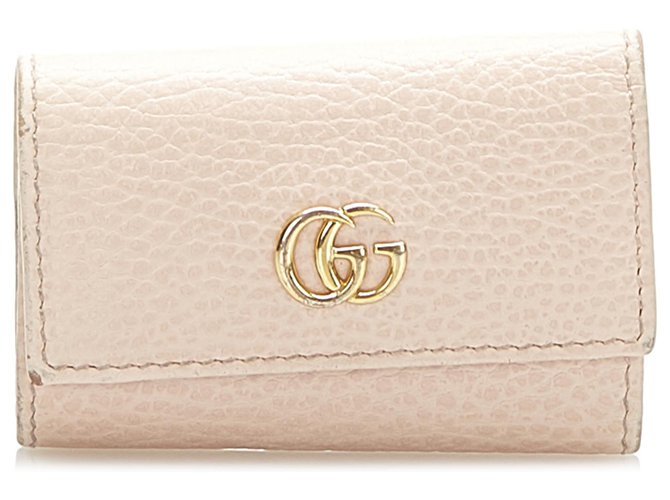 Gucci Brown GG Marmont Leather Key Holder Beige Pony-style calfskin  ref.277277