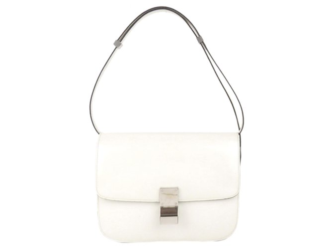 Céline Celine White Medium Classic Box Leather Shoulder Bag Pony-style calfskin  ref.277296