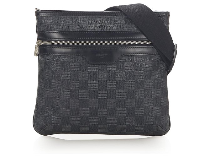 Louis Vuitton Black Damier Graphite Thomas Grey Leather Cloth Pony-style calfskin  ref.277345
