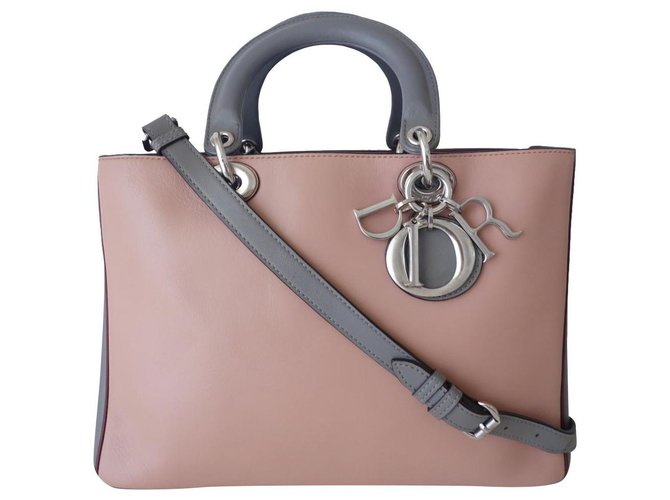Dior Diorissimo bag Pink Grey Dark red Leather  ref.277418