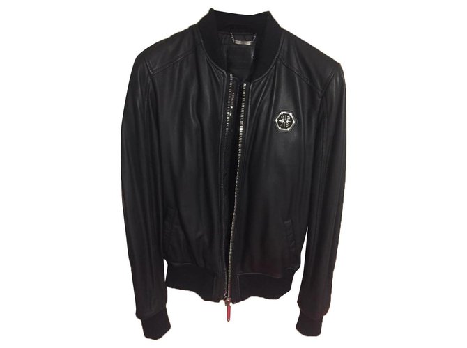 Philipp Plein Men Coats Outerwear Black Leather  ref.277425