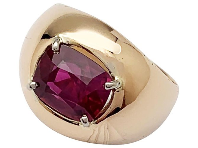 inconnue anillo de oro rosa abombado, rubí ovalado pesado 2.53 quilates.  ref.277433