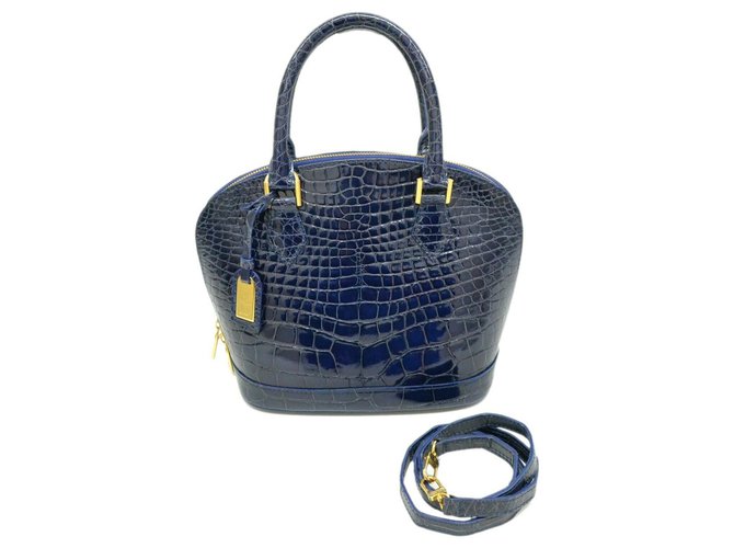 Louis Vuitton Lockit Azul Couro envernizado  ref.277446