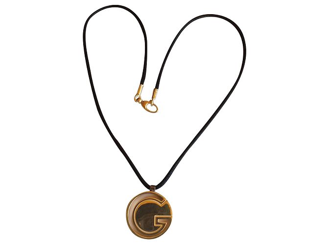 Pendente Gucci in Argento con Cavo Nero 59 cm