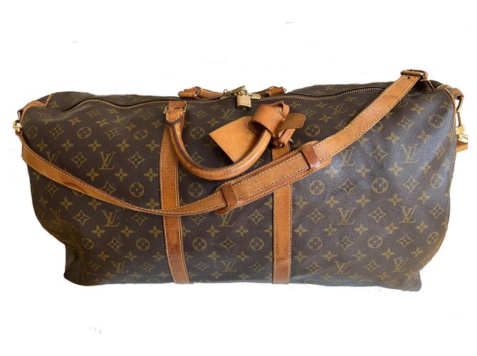 Louis Vuitton keepall 60 Shoulder bag Dark brown Cloth  ref.277490