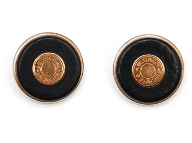 Hermès Earrings Black Leather  ref.277531