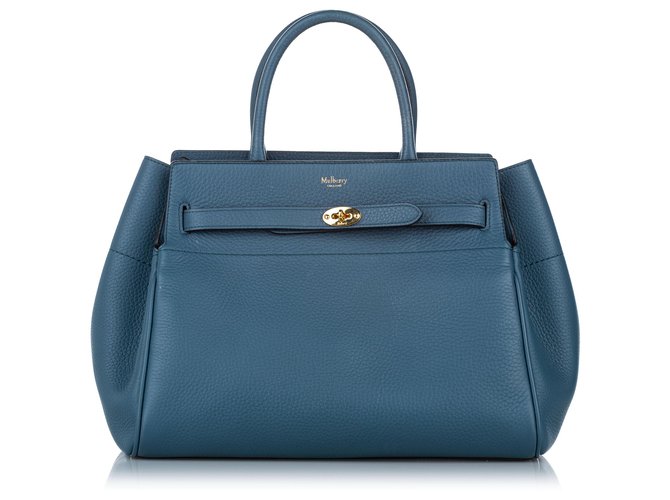 Mulberry Blue Zipped Bayswater Leather Handbag Pony-style calfskin  ref.277590