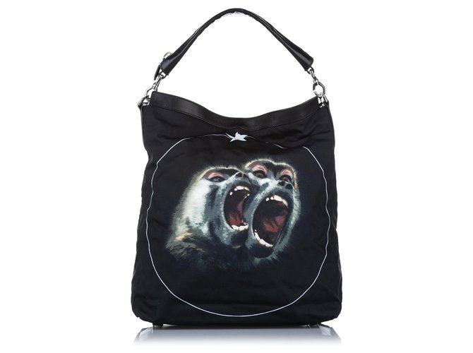 Telégrafo trono Fraude Bolso satchel de nailon negro Monkey Brothers de Givenchy Gris Cuero  Becerro Nylon Paño ref.277654 - Joli Closet