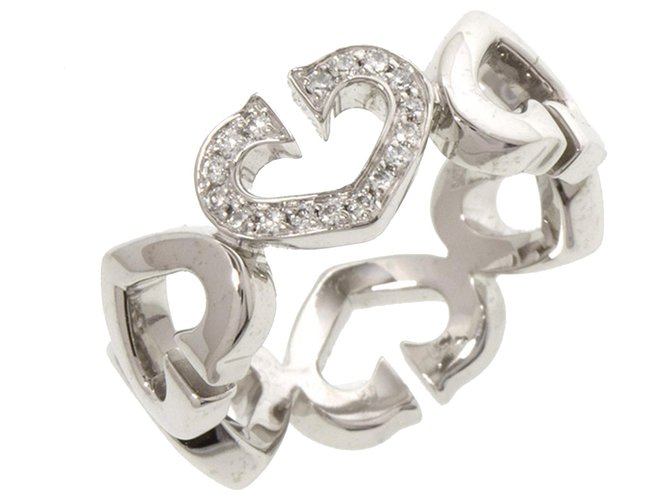 Cartier Silver Diamond C de Cartier Heart Ring Silvery Metal  ref.277736