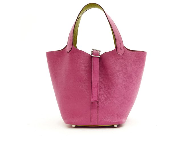 Hermès Picotin 18 PM Pink genarbtes Leder Silber HDW  ref.277956