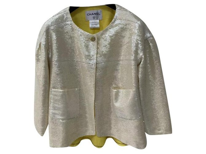 Chanel Resort 2012 Sequins Jacket Sz.38 Golden Polyamide  ref.278004
