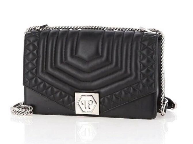 Borsa a mano in pelle nera Philipp Plein Nero
