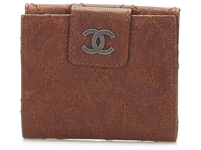 Chanel Brown Wild Stitch Leather Small Wallet Pony-style calfskin  ref.278140