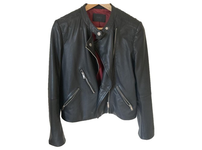 Ikks black leather jacket  ref.278196