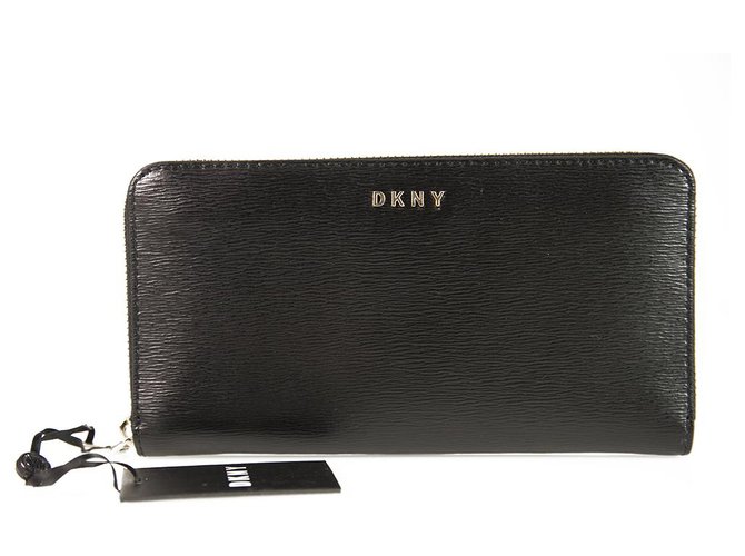 DKNY Donna Karan Bryant - Nuevo de piel negra con cremallera alrededor Negro Cuero ref.278348 - Joli
