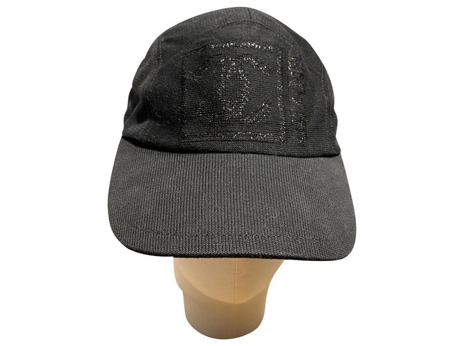 Chanel Hüte Schwarz Baumwolle  ref.278385