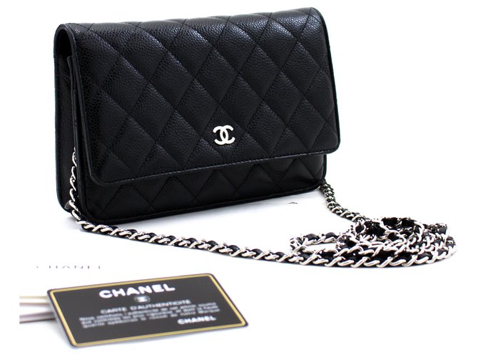 CHANEL Caviar Wallet On Chain WOC Black Shoulder Bag Crossbody Leather  ref.278396