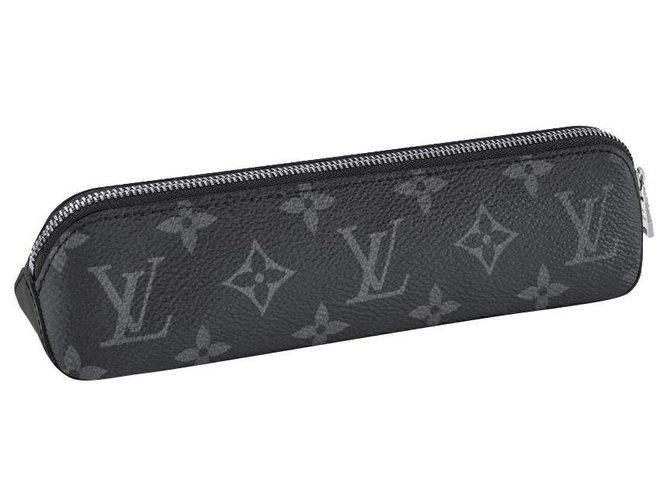 Louis Vuitton LV Bleistiftbeutel neu Grau Leder  ref.278472